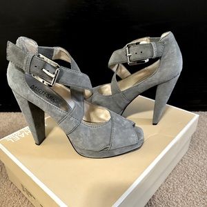 Michael Kors Grey Suede Platform Heels